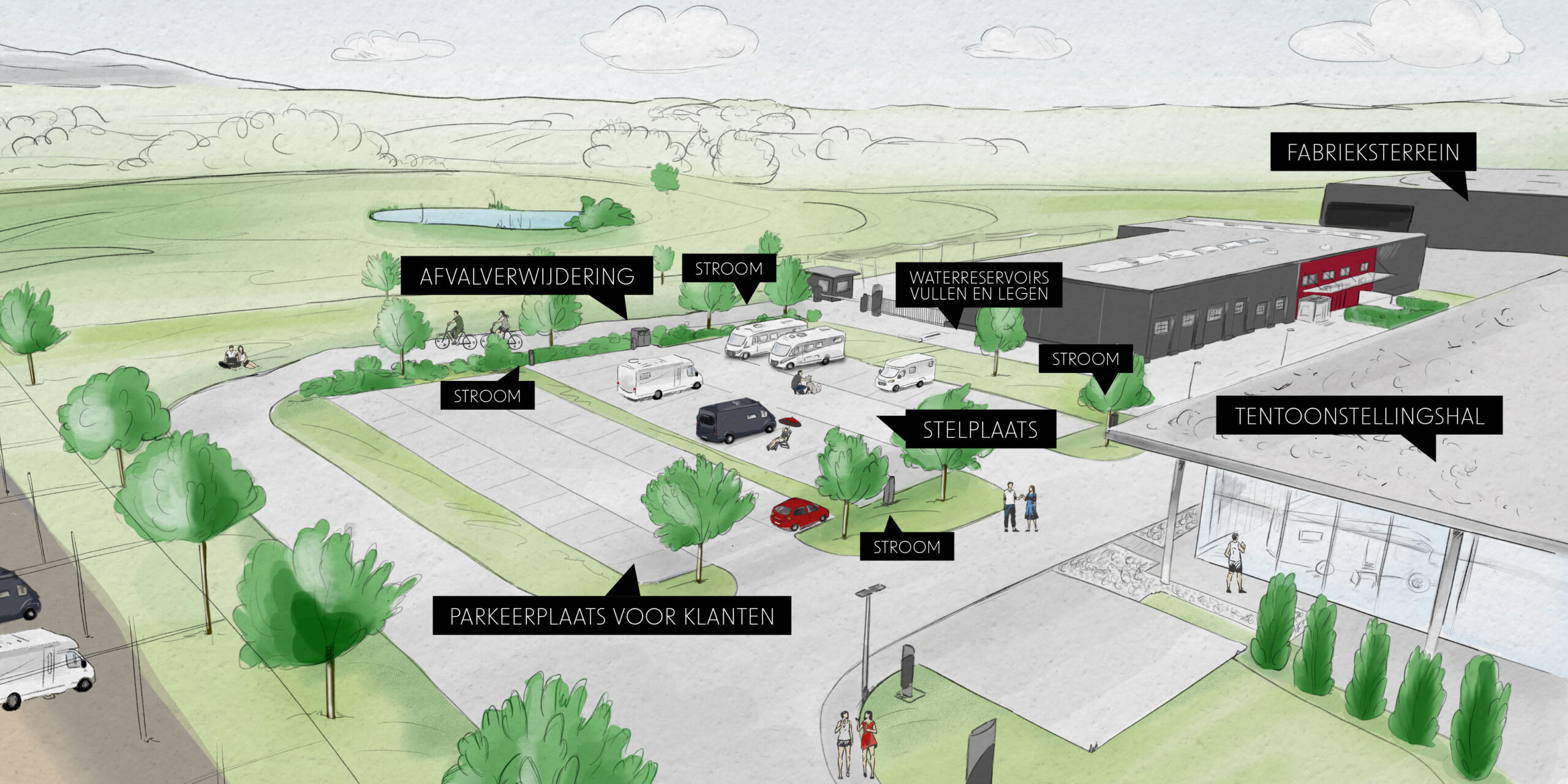 Plan für Camper Van- und Wohnmobilstellplatz.