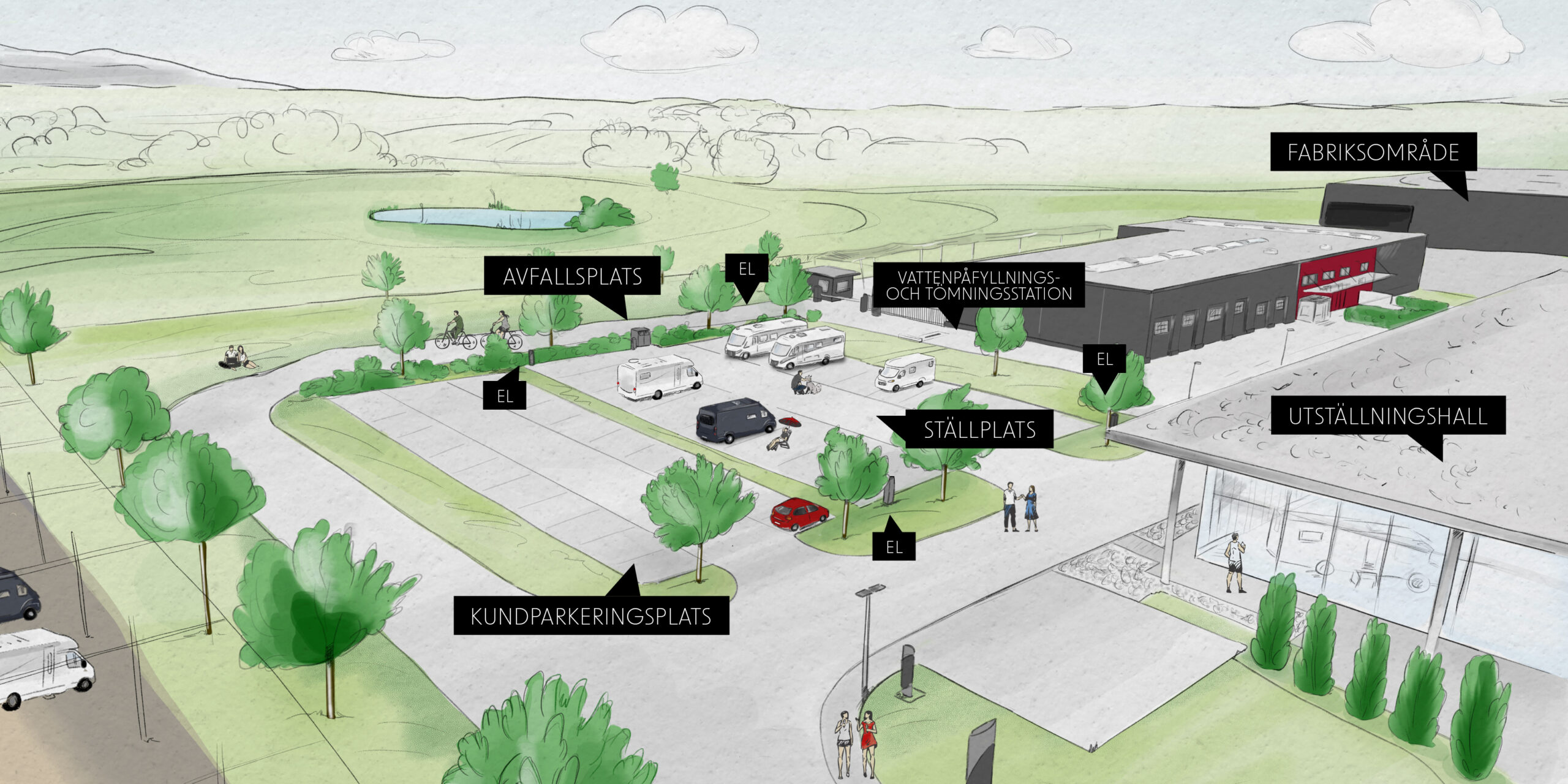 Plan für Camper Van- und Wohnmobilstellplatz.